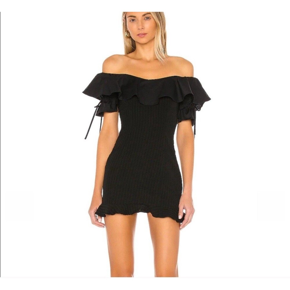 Tularosa Piper Mini Dress Black Off Shoulder Party Cocktail Revolve Small $168